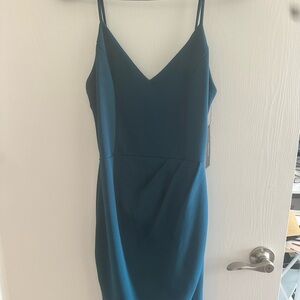 Lulu's Teal V-Neck Mini Dress